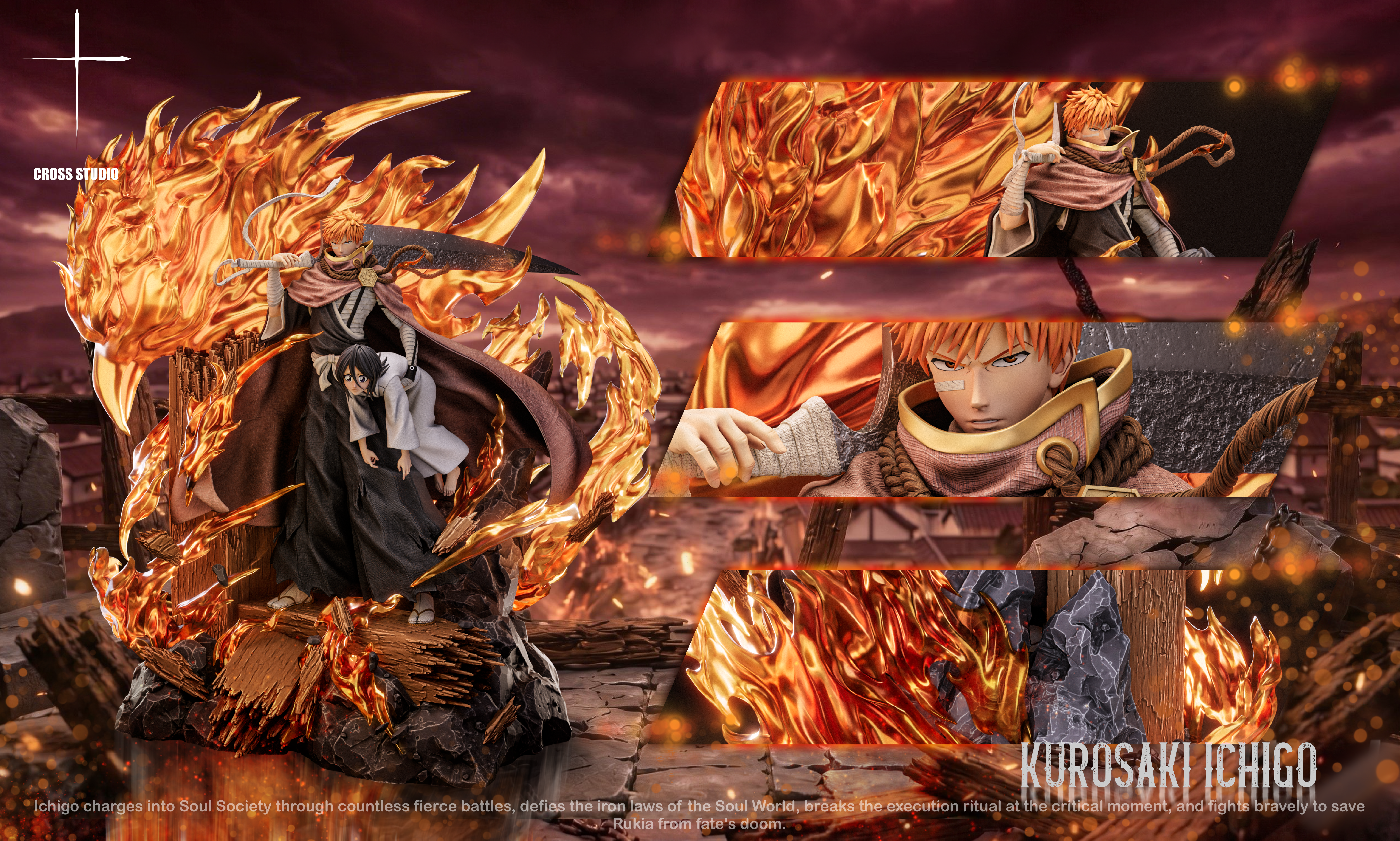 【Pre-sale】1/6 Scale Kurosaki Ichigo Saving Rukia-Cross Studio
