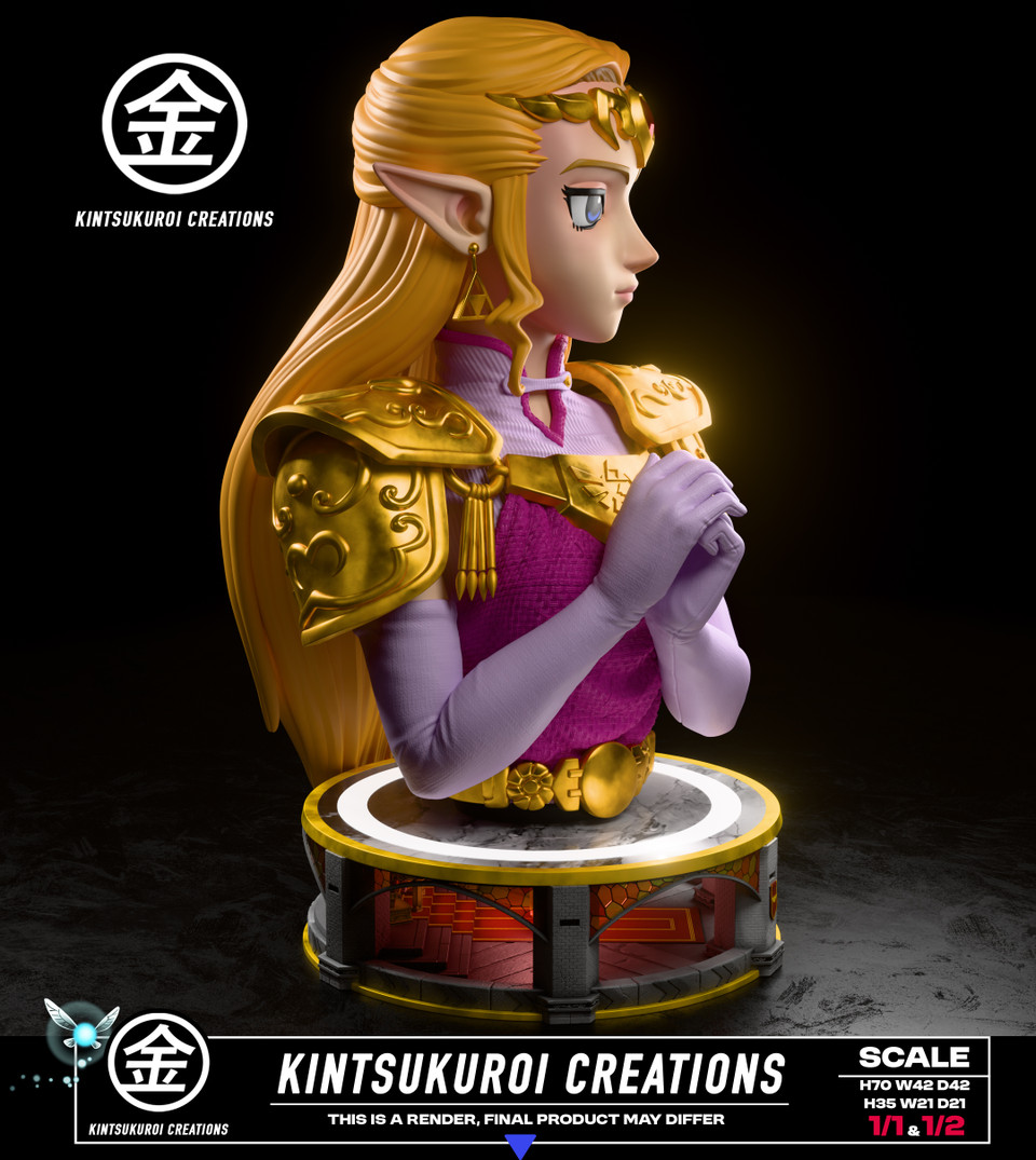 【Pre-sale】1/2 and 1/1 Scale Bust of Adult Zelda with LED-Kintsukuroi Creations Studio