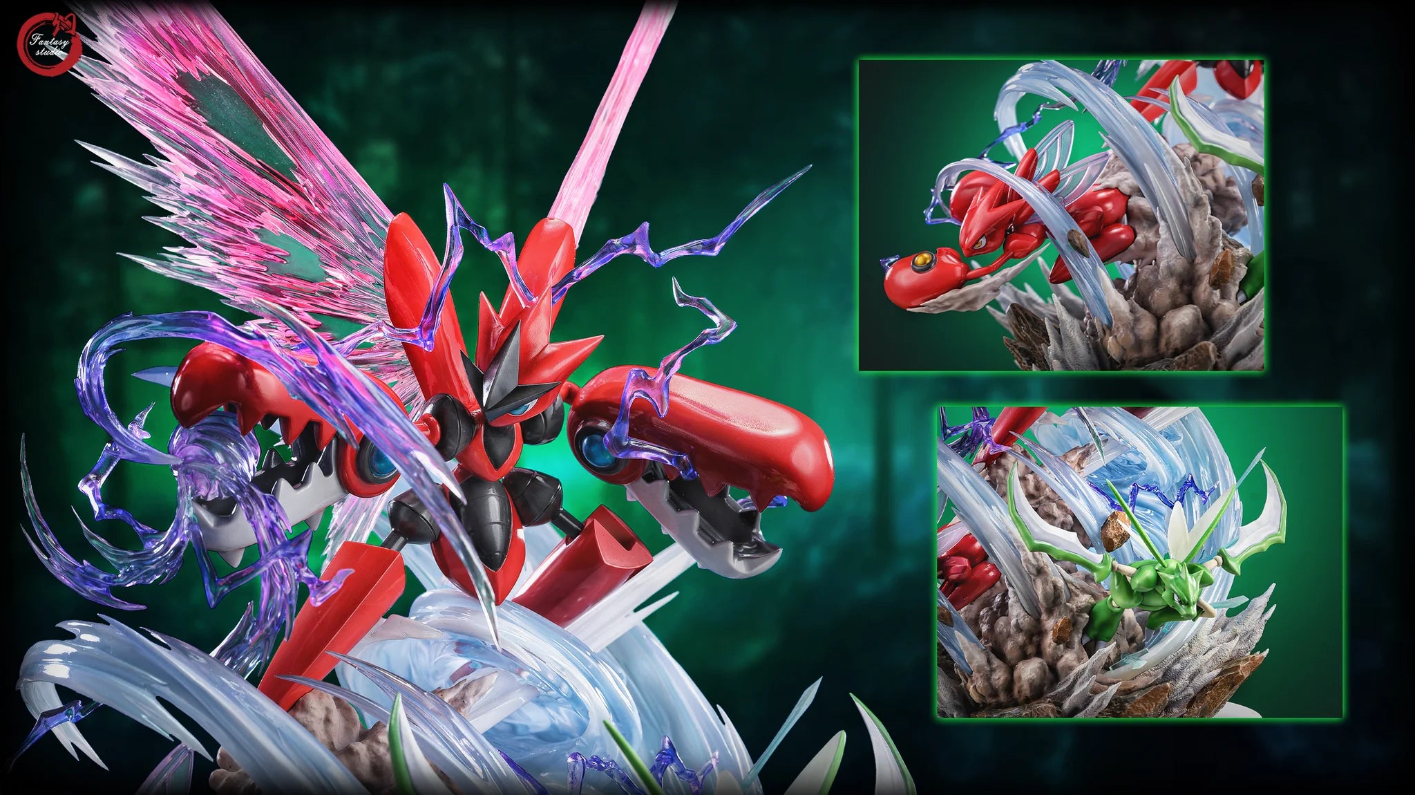 【In stock】GX Evolution Series 011 Swords Dance Scyther & Bullet Punch Scizor & Flash Cannon Mega Scizor with LED-Pokemon-Fantasy Studio