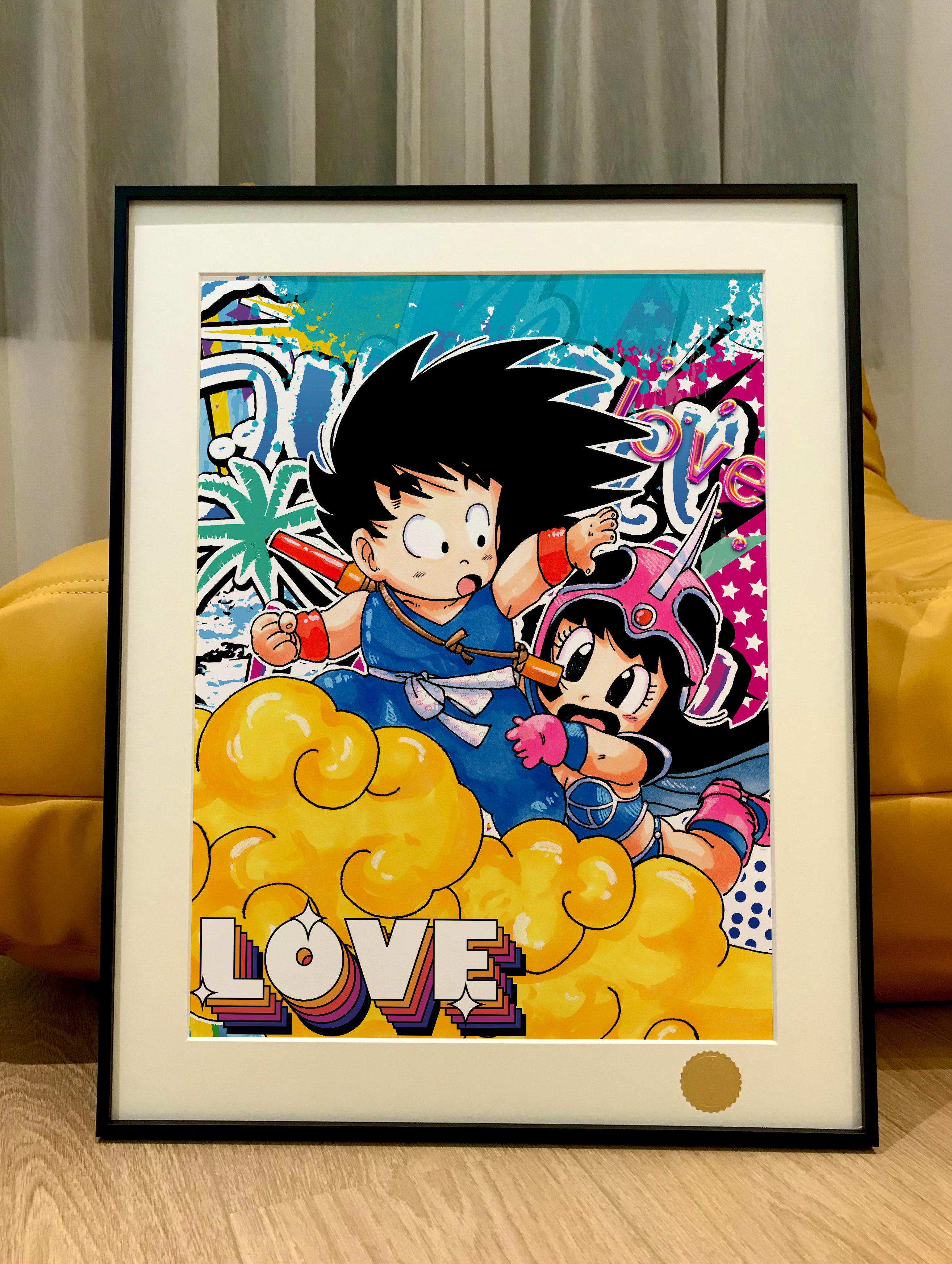 【In stock】Little Son Goku & Little Chi-Chi Valentine's Day Special Decoration Painting-Dragonball-Xingkong Studio