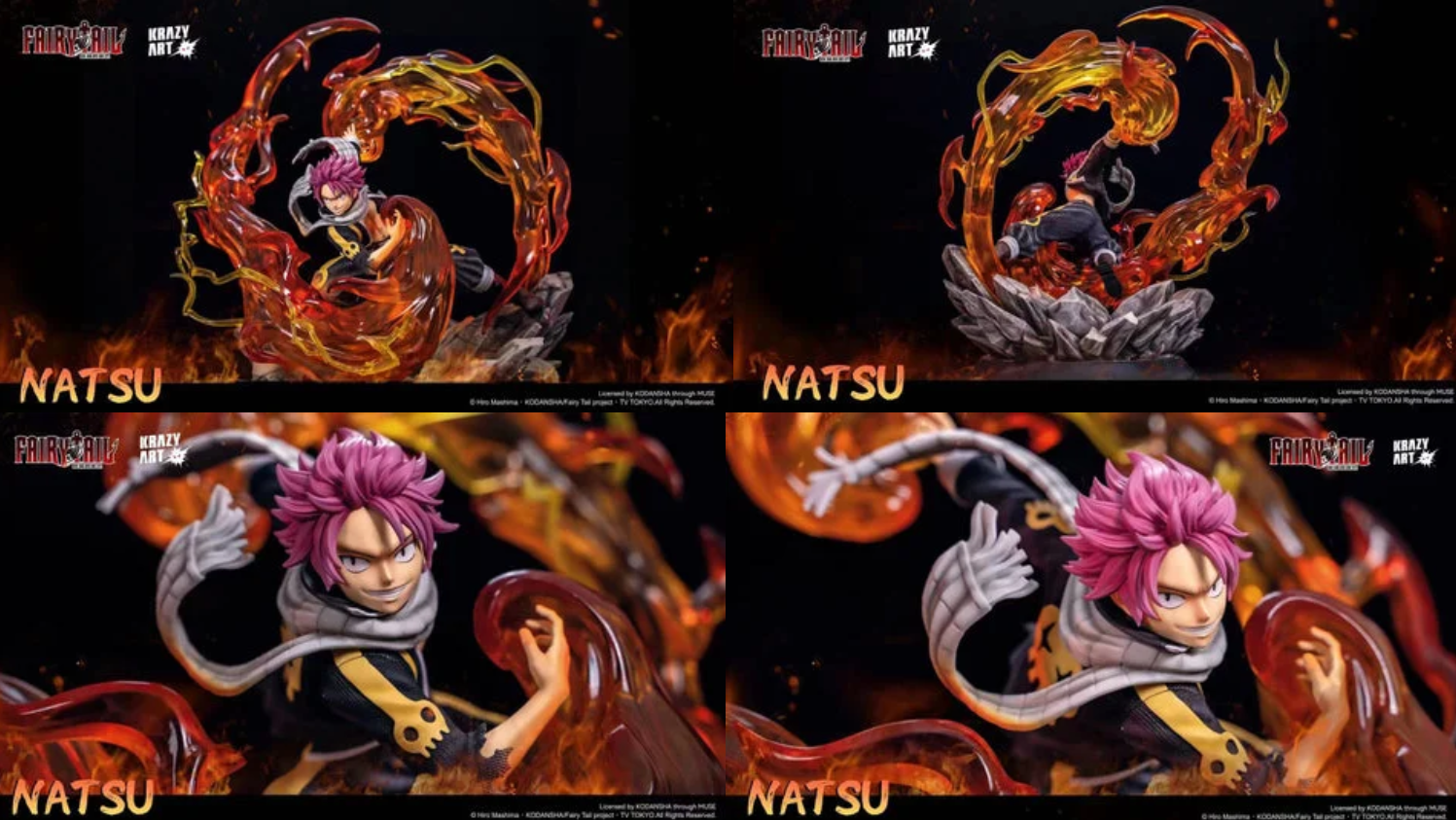 【Pre-sale】1/4 Scale Natsu Dragneel with Crimson Lotus: Exploding Lightning Blade-Fairy Tail-Krazy Art Studio