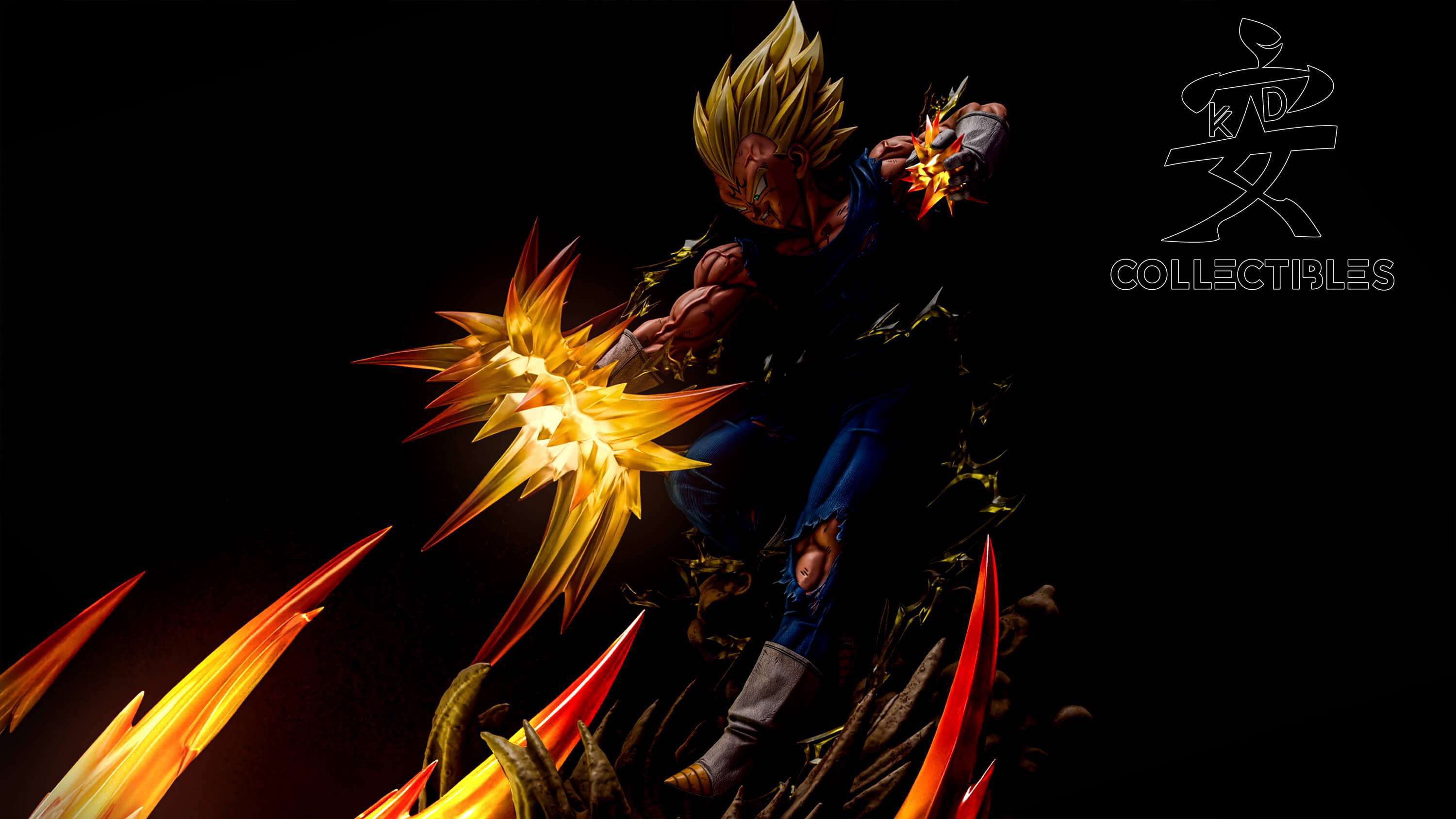 【Sold out】1/4 Scale Super Saiyan 2 Son Goku VS Super Saiyan 2 Vegeta with LED-KD Studio