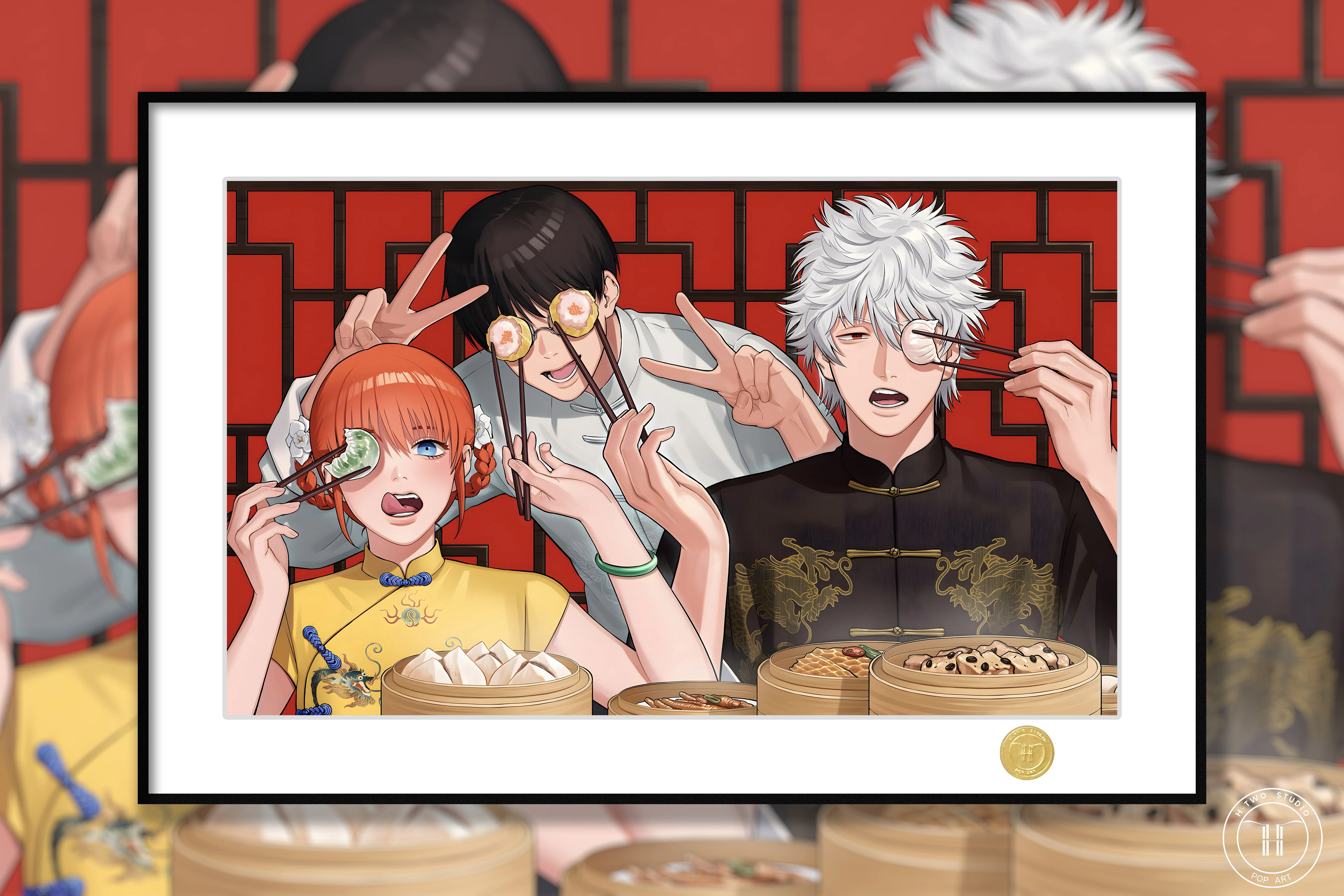 【Pre-sale】Decorative Painting of Sakata Gintoki, Shimura Shinpachi and Kagura-GINTAMA-H2 Studio