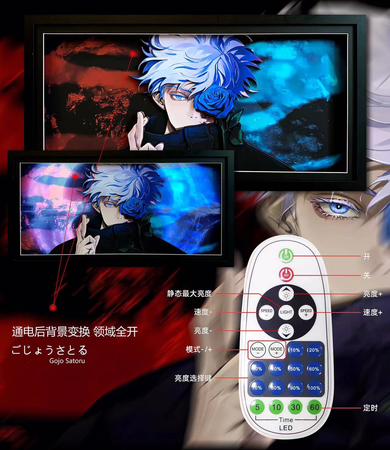 【In stock】3D Decorative Paint of Light Guide Transformation Gojo Satoru with LED-Mystical Art Studio