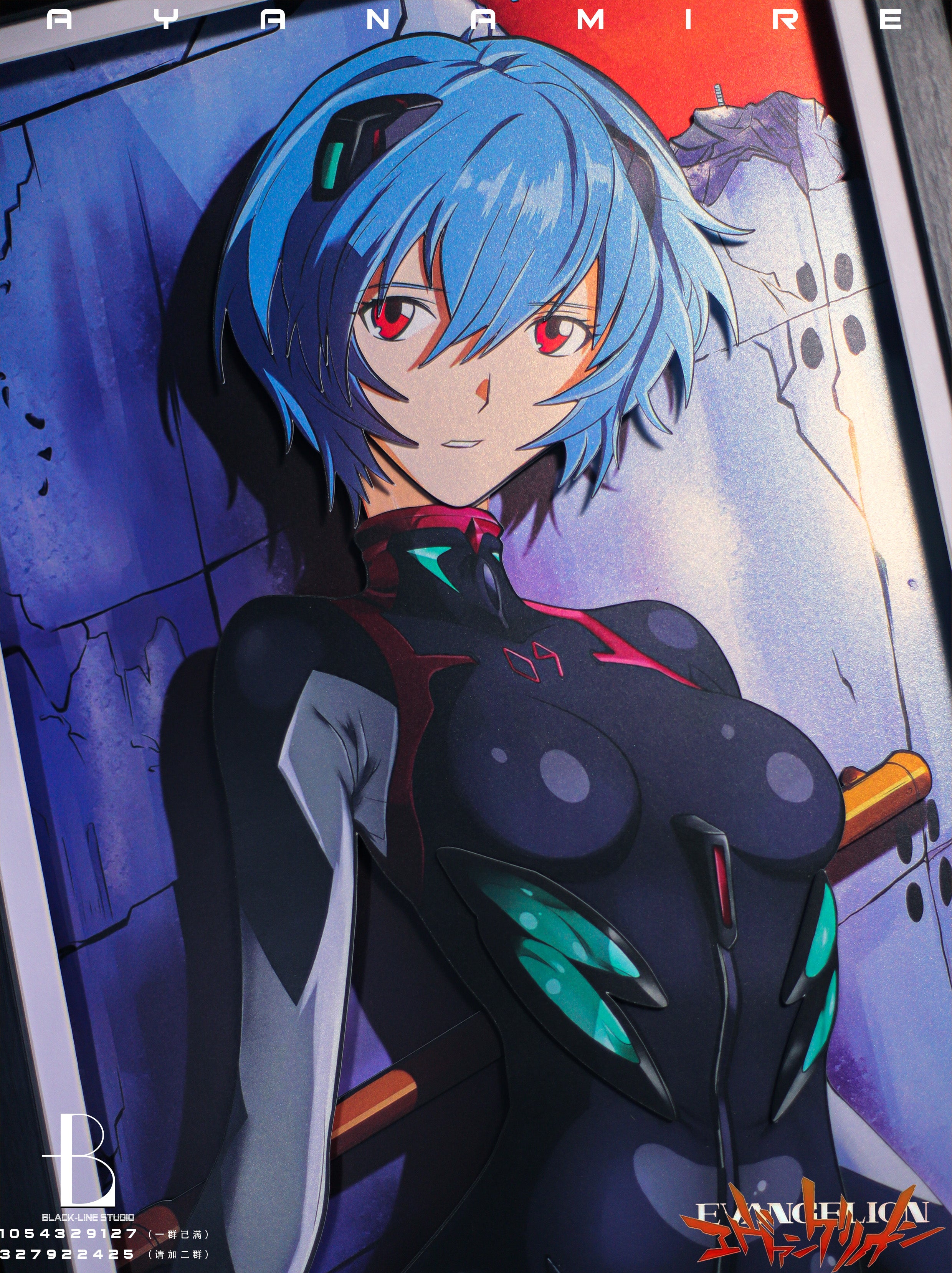 【Pre-sale】Ayanami Rei 3D Decoration Painting-Evangelion-Black-Line Studio