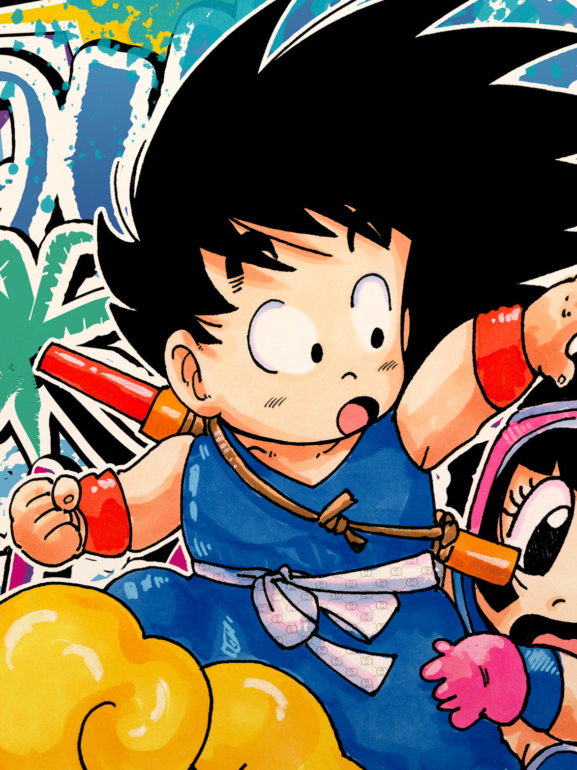 【In stock】Little Son Goku & Little Chi-Chi Valentine's Day Special Decoration Painting-Dragonball-Xingkong Studio