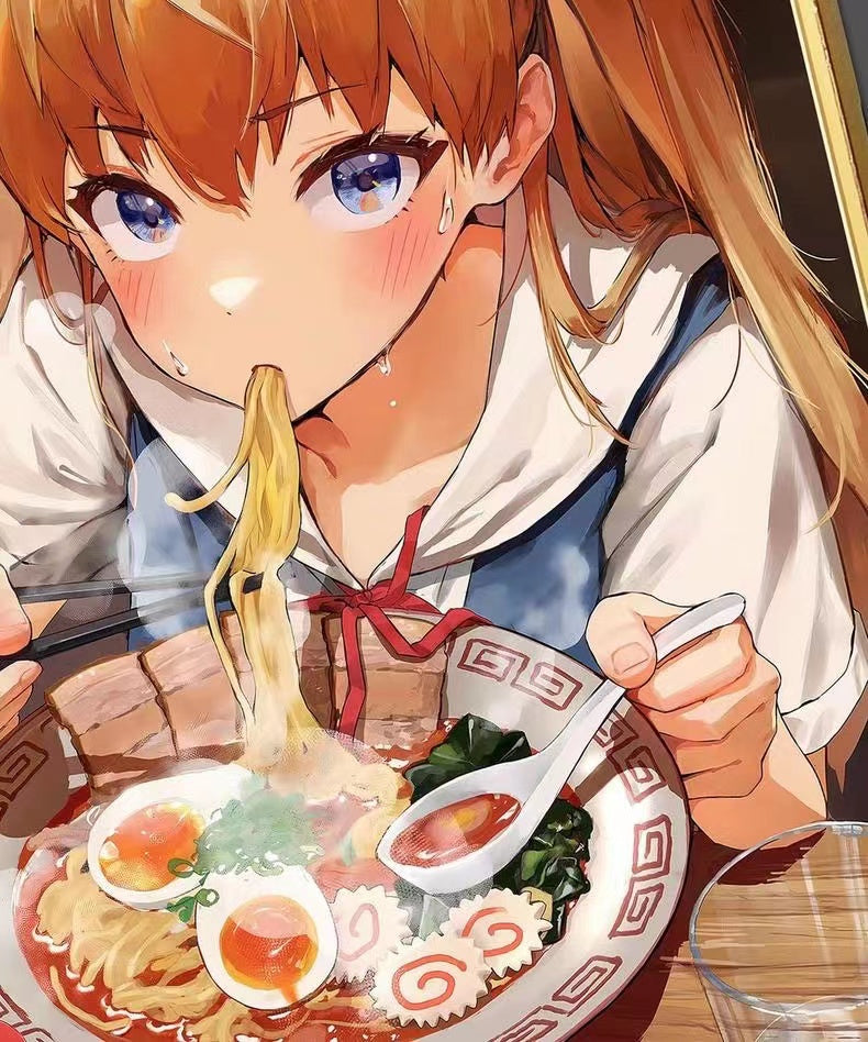 【In Stock】Decorative Painting of Eating Ramen Noodles Asuka Shikinami Langley-EVA-Billion Birds Studio