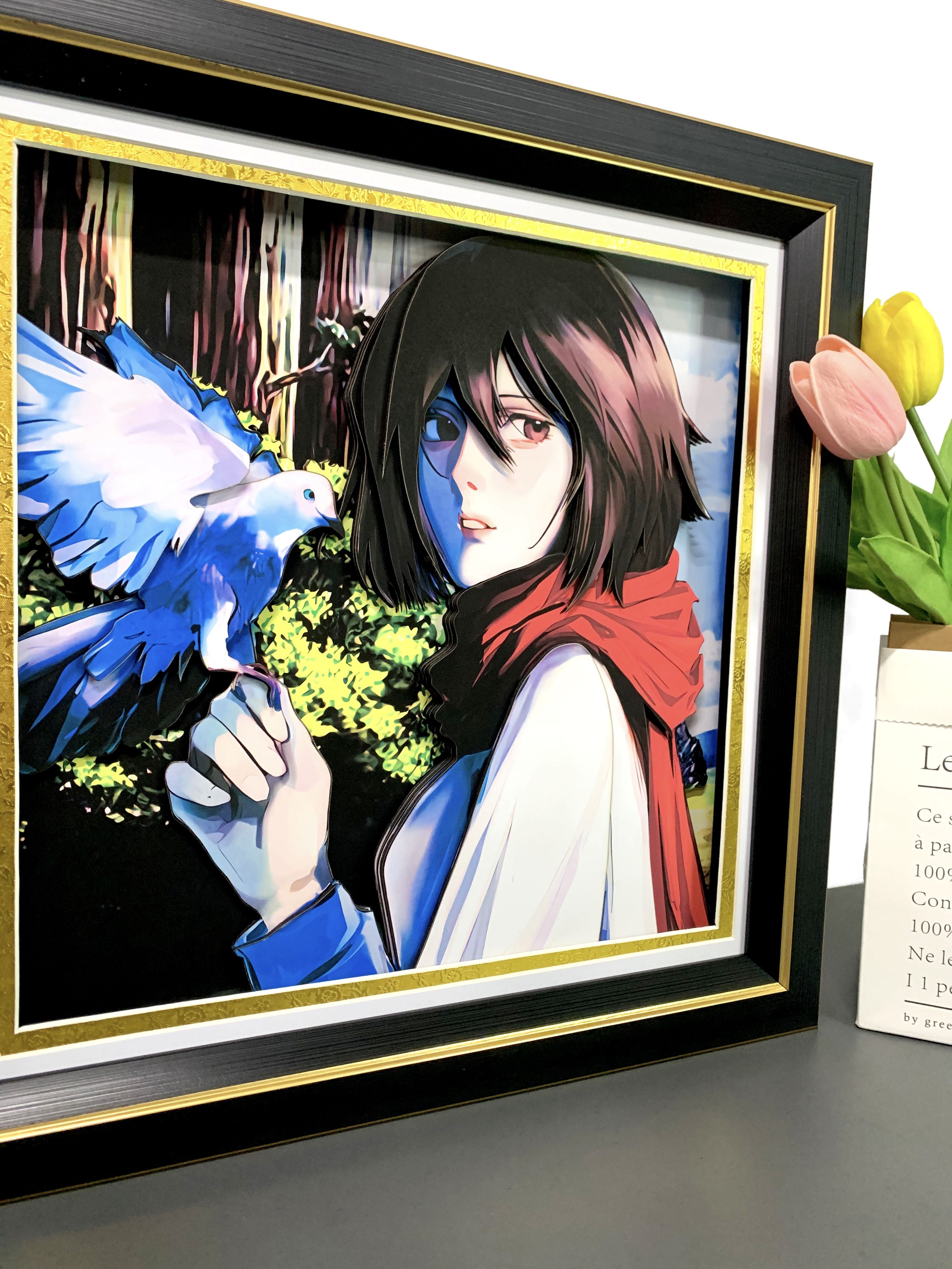 【In stock】3D Decorative Paint of Mikasa Ackerman-Attack On Titan Decorative Painting-momo Studio