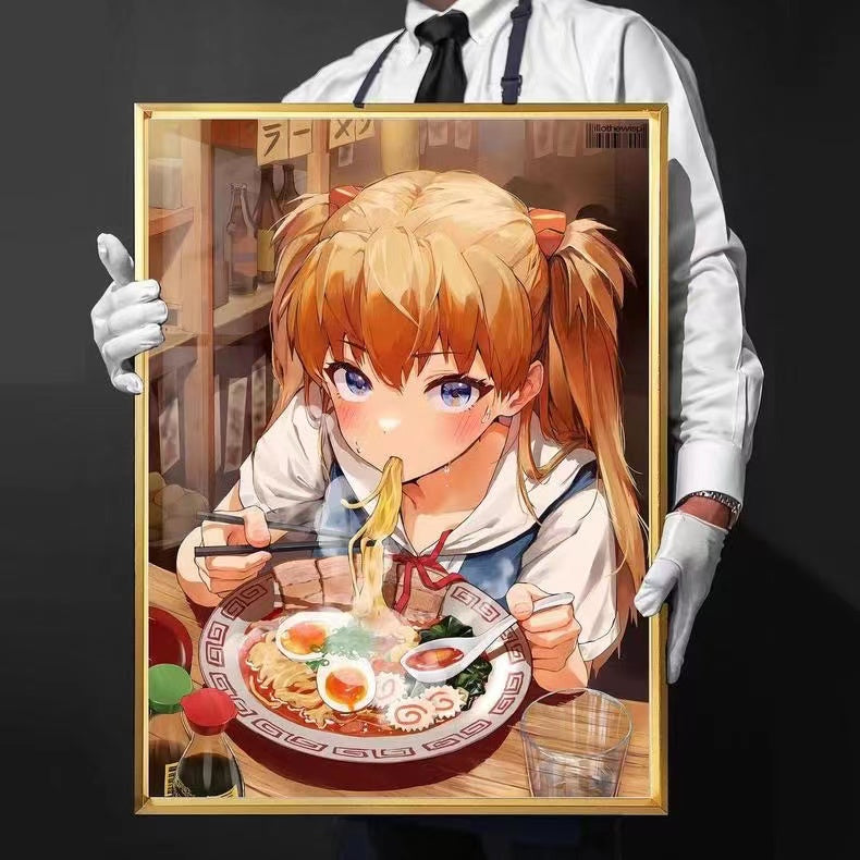 【In Stock】Decorative Painting of Eating Ramen Noodles Asuka Shikinami Langley-EVA-Billion Birds Studio