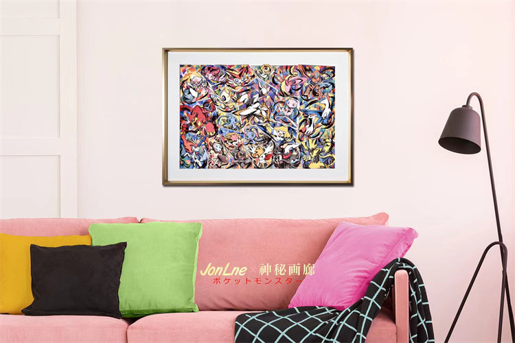 【In stock】Inkjet Style Decorative Painting Mythical Pokémon-Mystical Art Studio