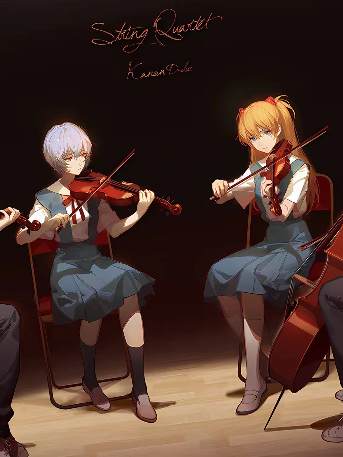 【Pre-sale】Decorative Painting of Asuka Langley Soryu, Ayanami Rei & Ikari Shinji-String Quartet-XingKong Studio