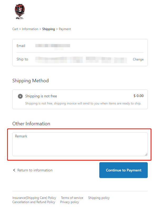 Shipping Payment Link