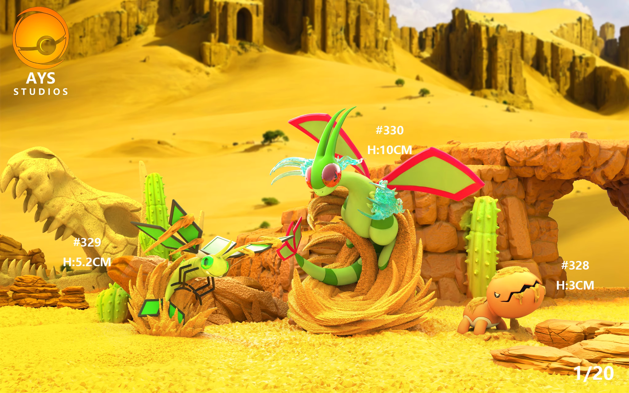 【Pre-sale】1/20 Scale Flygon, Vibrava & Trapinch-Pokemon-AYS Studio