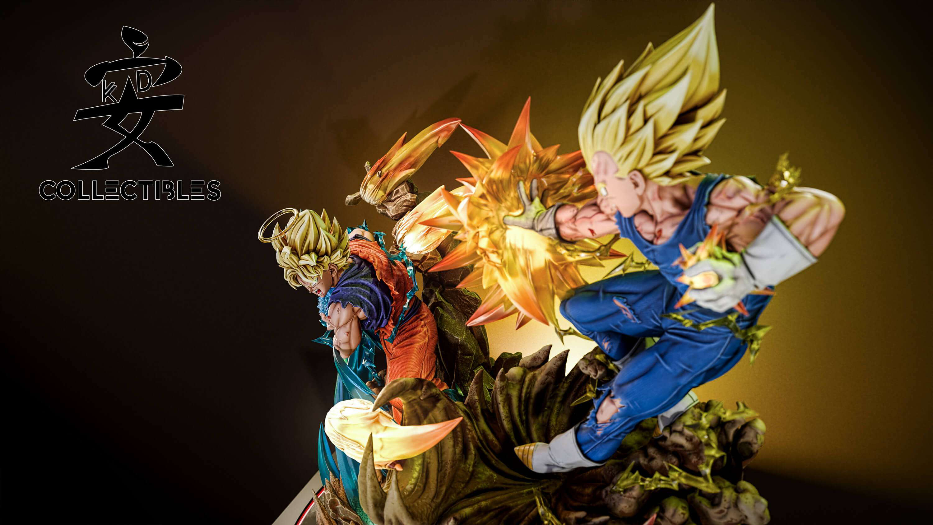 【Last one】1/4 Scale Super Saiyan 2 Son Goku VS Super Saiyan 2 Vegeta with LED-KD Studio