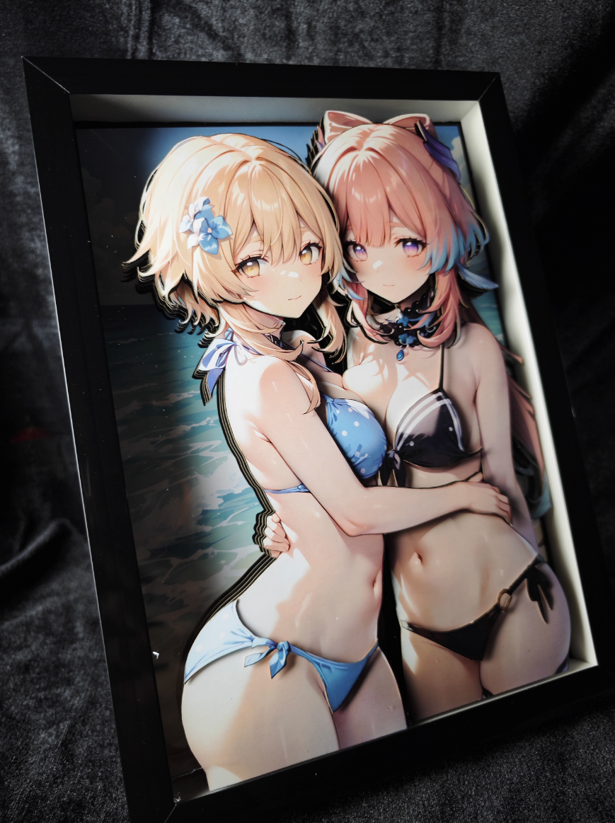 【In stock】D9-001 Decorative Painting of Lumine & Sangonomiya Kokomi-Genshin Impact-Dorobou Neko Studio