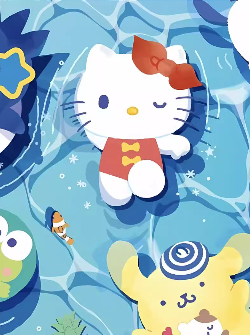 【Pre-sale】Decorative Painting of Swimming Pool Sanrio, Cinnamoroll & Kitty-Sanrio Characters-XingKong Studio