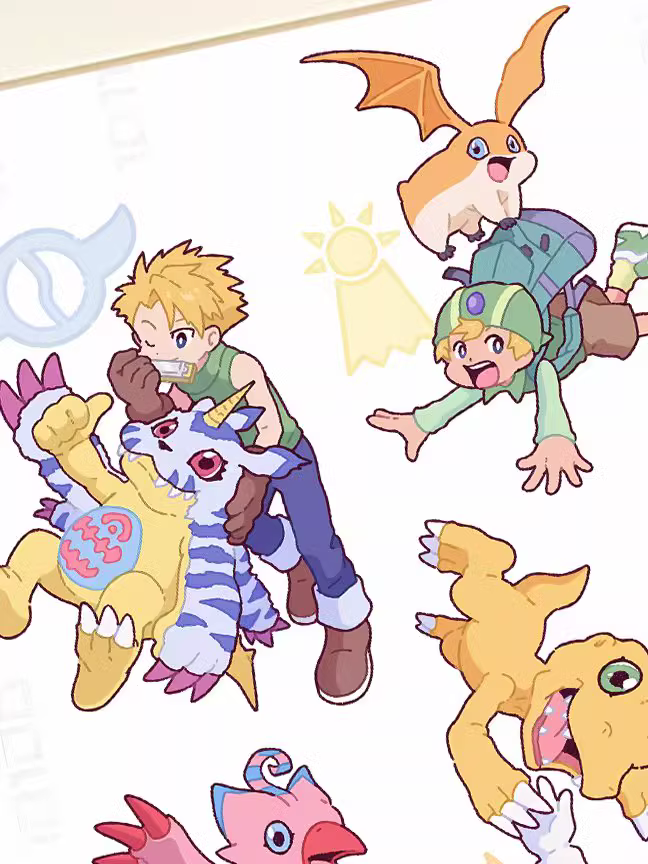 【Pre-sale】Decorative Painting of Main Characters of Digimon & Digimon Monsters & Digivice-Digimon Advanture–Xingkong Studio