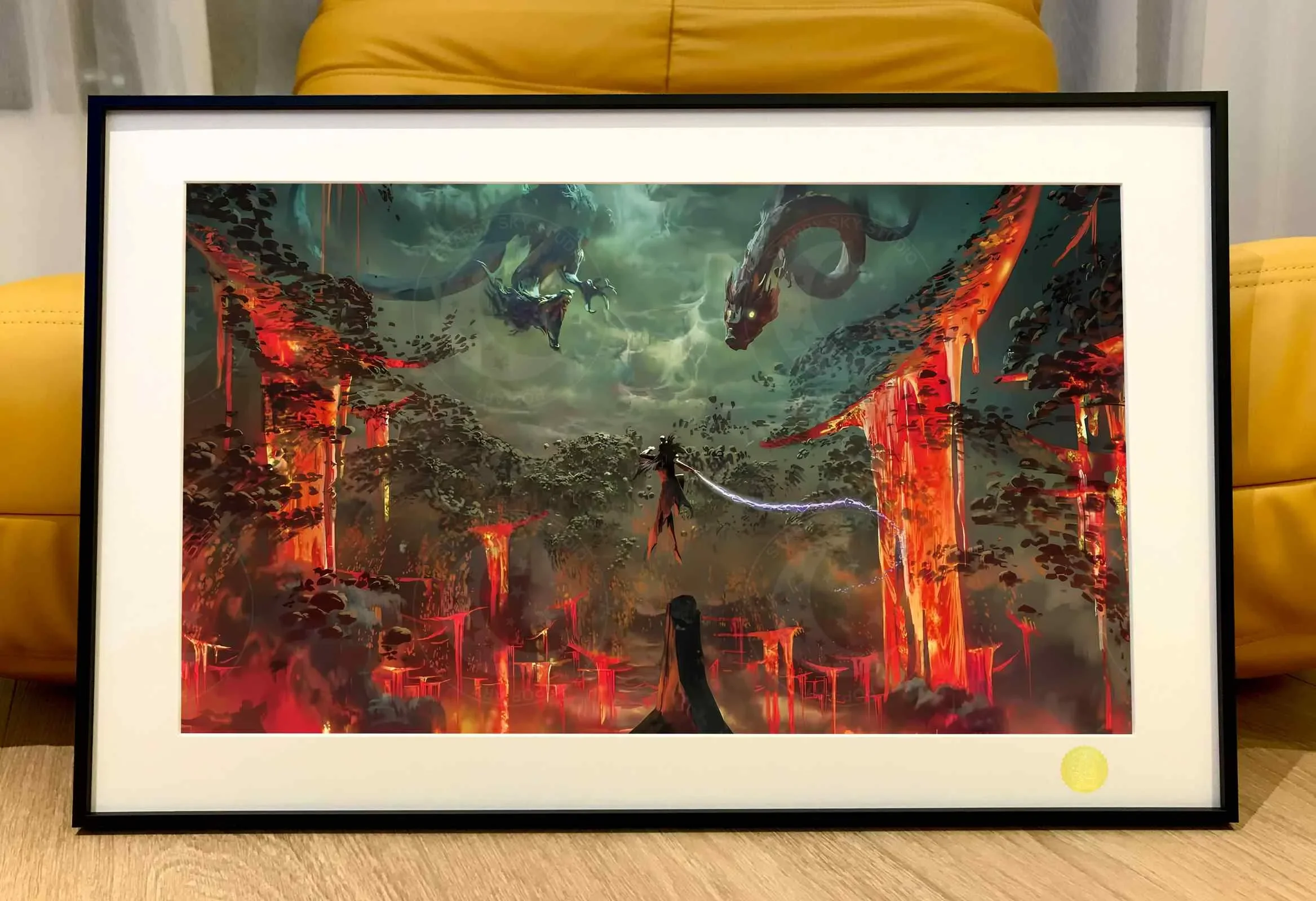 【Pre-sale】Decorative Painting of Shen Gongbao Fights Three Dragons-Ne Zha 2-XingKong Studio